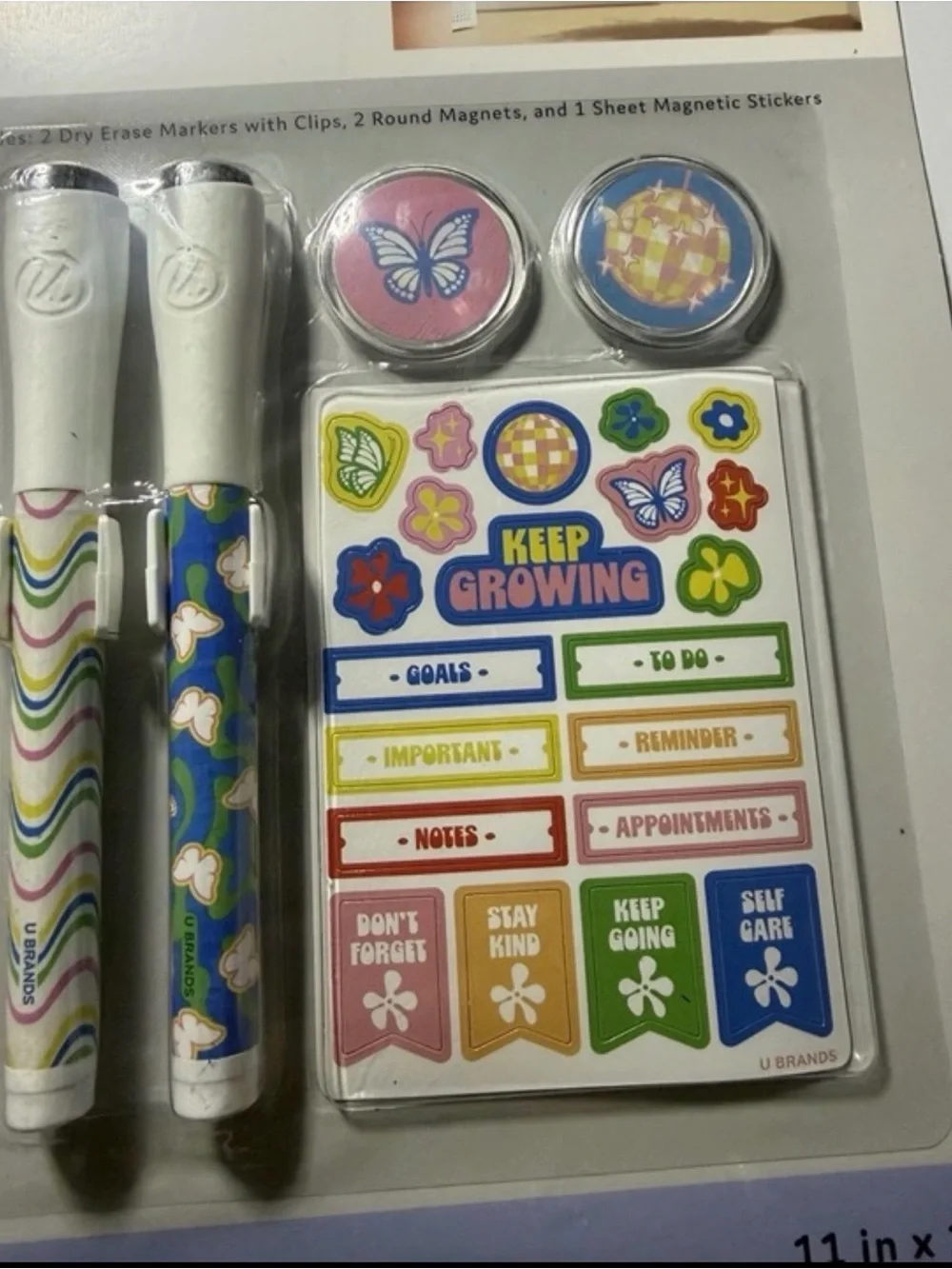 NEW Contempo Magnetic Dry Erase Board 11 x 14 White Frame w/ Markers & Stickers